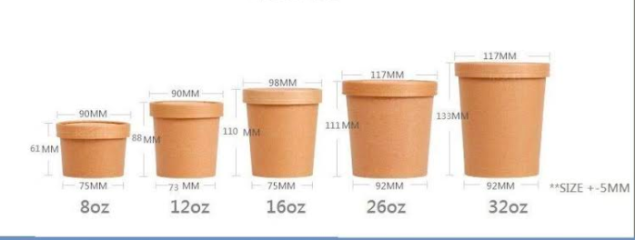 Kraft Paper Cup with Lid 16oz, (25pcs)